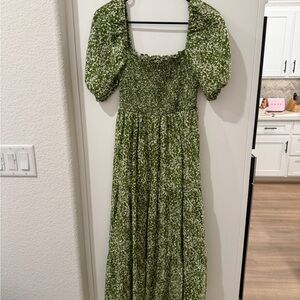 Abercrombie & Fitch Green Floral Long Sleeve Dress